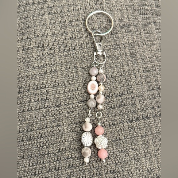 Handmade Accessories - Elegant Pink Beaded Keychain/Bag Charm